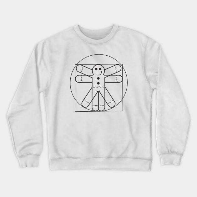 Gingerbread Man Da Vinci (black print) Crewneck Sweatshirt by aceofspace